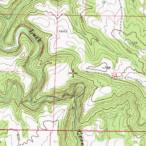 Topographic Map of Lusk Creek Canyon Nature Preserve, IL