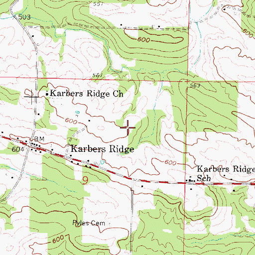 Topographic Map of Karbers Ridge Recreatrion Site, IL