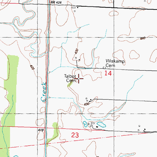 Topographic Map of Talbot Cemetery, IL