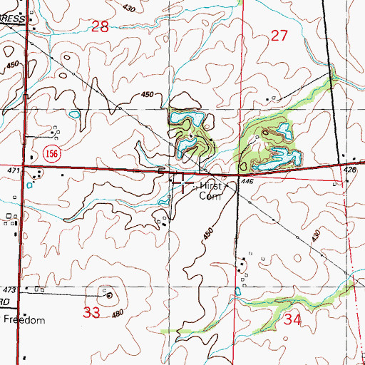 Topographic Map of Hirst Cemetery, IL