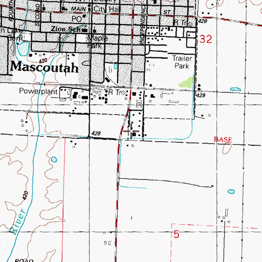 Topographic Map of Mascoutah Church of Christ, IL
