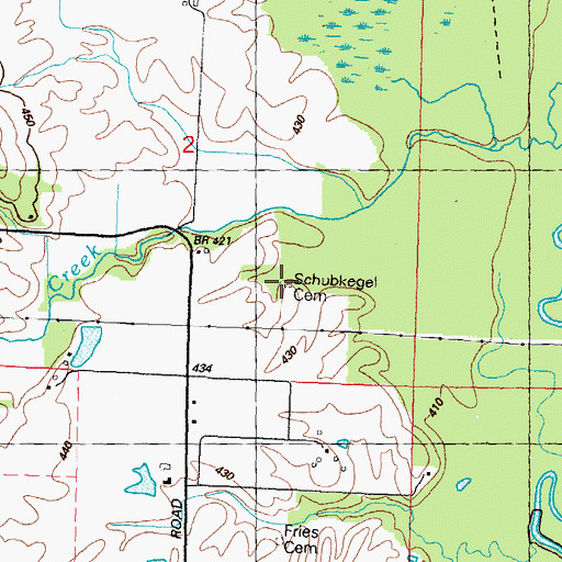 Topographic Map of Schubkegel Cemetery, IL