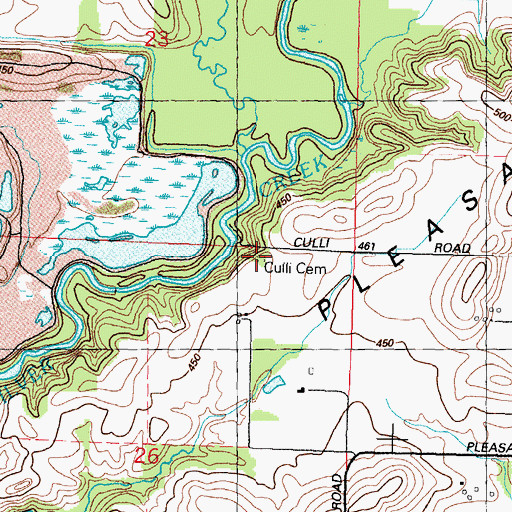 Topographic Map of Culli Cemetery, IL