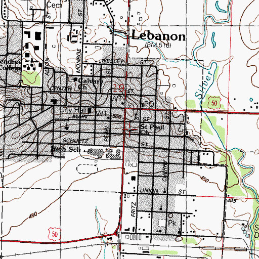 Topographic Map of Saint Paul United Church of Christ, IL