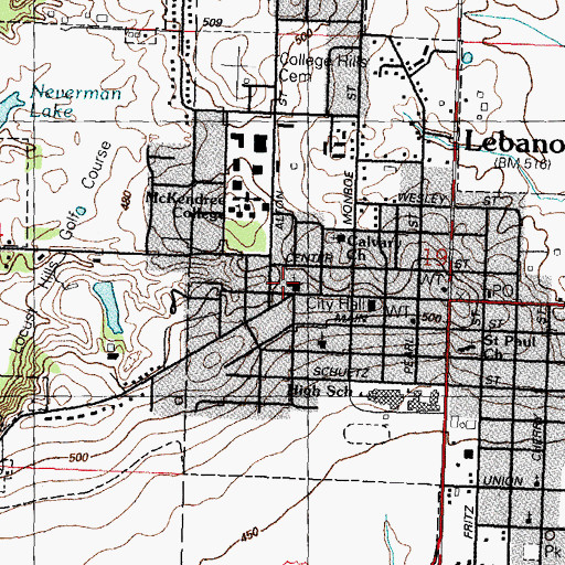 Topographic Map of First United Methodist Church, IL