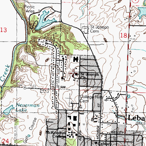 Topographic Map of Saint Joseph Church, IL