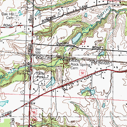 Topographic Map of Rock Spring Cemetery, IL