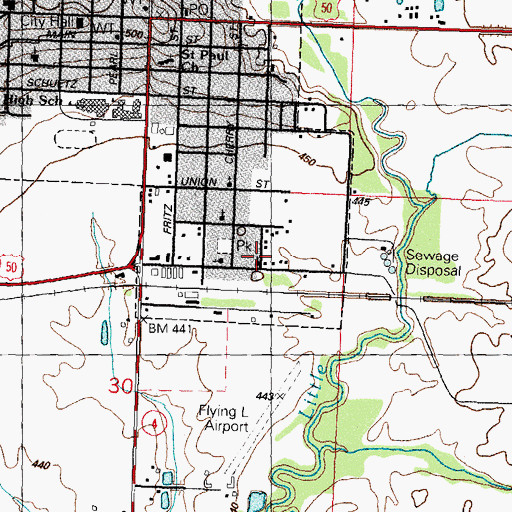 Topographic Map of Lebanon Temple Church, IL