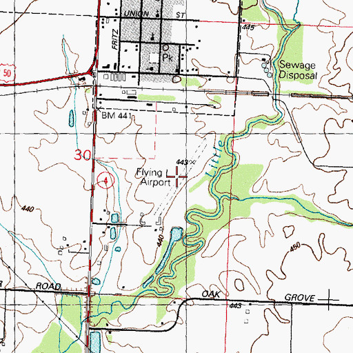 Topographic Map of Flying L Airport (historical), IL