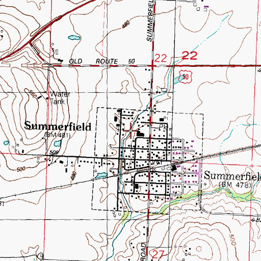 Topographic Map of Summerfield School, IL