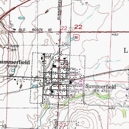 Topographic Map of Summerfield Park, IL