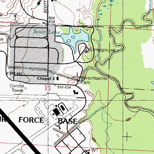 Topographic Map of Perschbacher Cemetery, IL