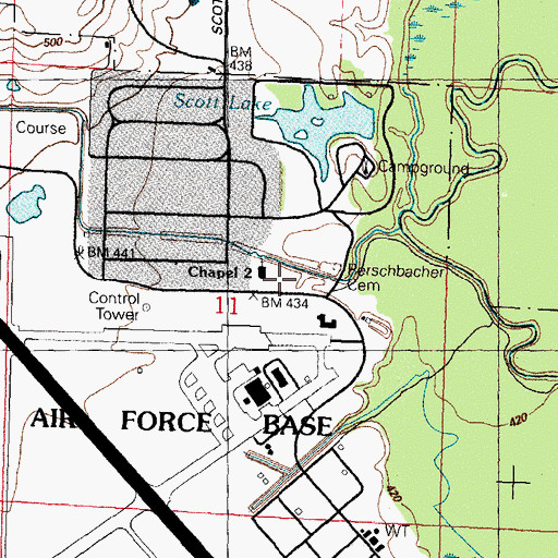 Topographic Map of Chapel Two Picnic Area, IL