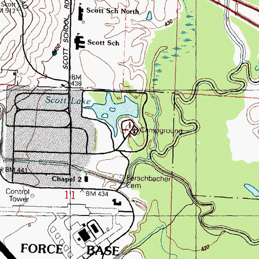 Topographic Map of Scott Lake Recreation Area, IL