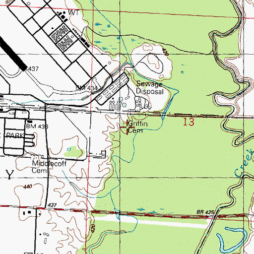 Topographic Map of Griffin Cemetery, IL