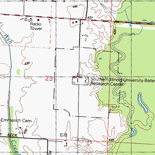 Topographic Map of Southern Illinois University Belleville Research Center, IL