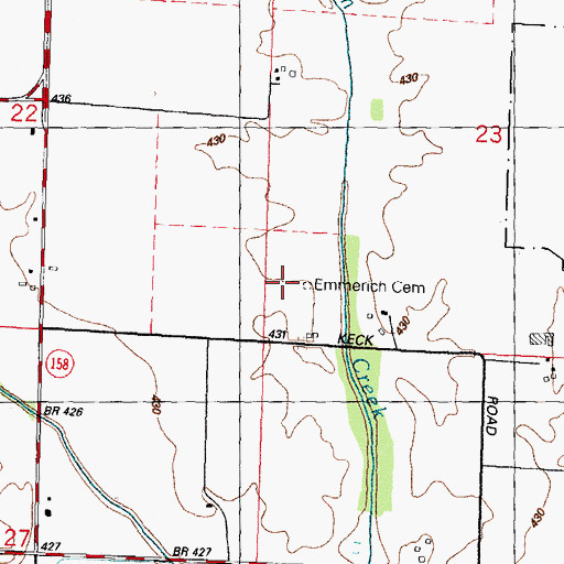 Topographic Map of Emmerich Cemetery, IL