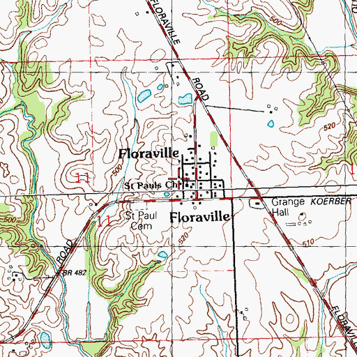 Topographic Map of Saint Pauls Church, IL