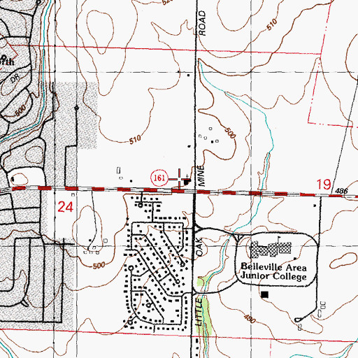 Topographic Map of Belleville Church of Christ, IL