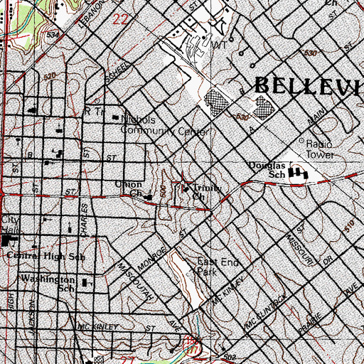 Topographic Map of Trinity Evangelical Reformed Church, IL