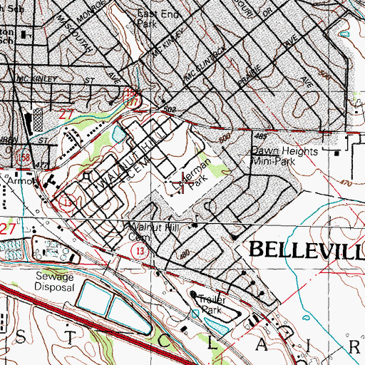 Topographic Map of Laderman Park, IL