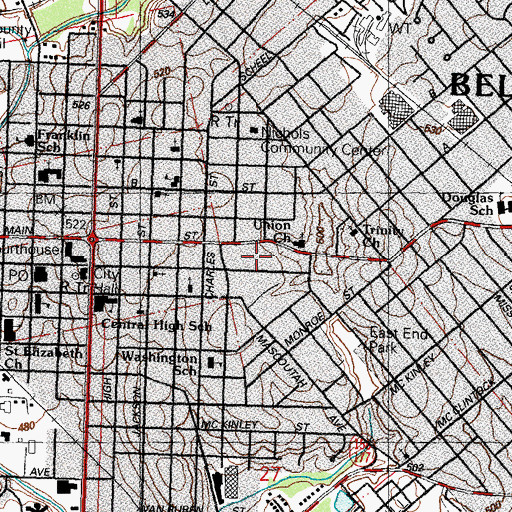 Topographic Map of Saint Clair County Historical Society Museum, IL