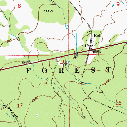 Topographic Map of Bell Spring, AZ