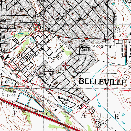 Topographic Map of Belle-Clair Exposition Center, IL