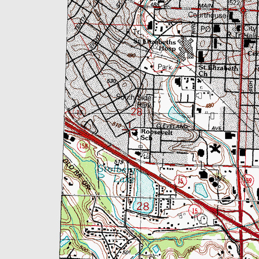 Topographic Map of Roosevelt School, IL
