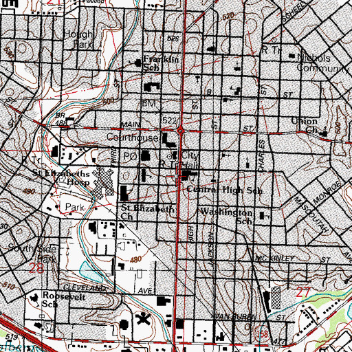 Topographic Map of Belleville Central High School, IL