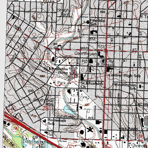 Topographic Map of Saint Elizabeth's Hospital, IL