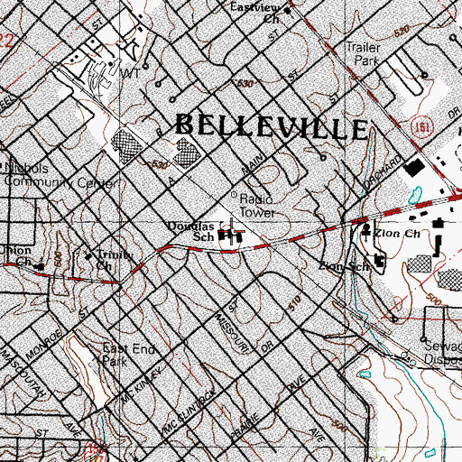 Topographic Map of Douglas School, IL