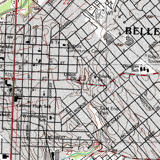 Topographic Map of Union United Methodist Church, IL