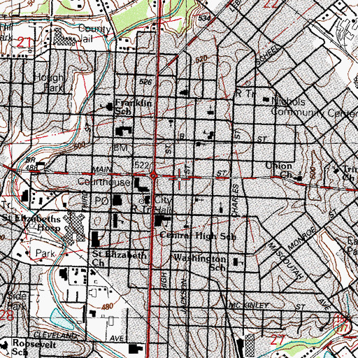 Topographic Map of Carnegie City Library, IL