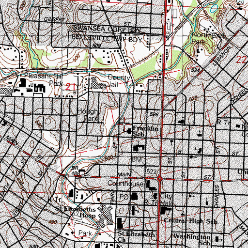 Topographic Map of Franklin School, IL