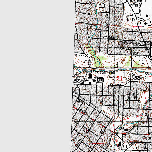 Topographic Map of Belleville Unity Church, IL