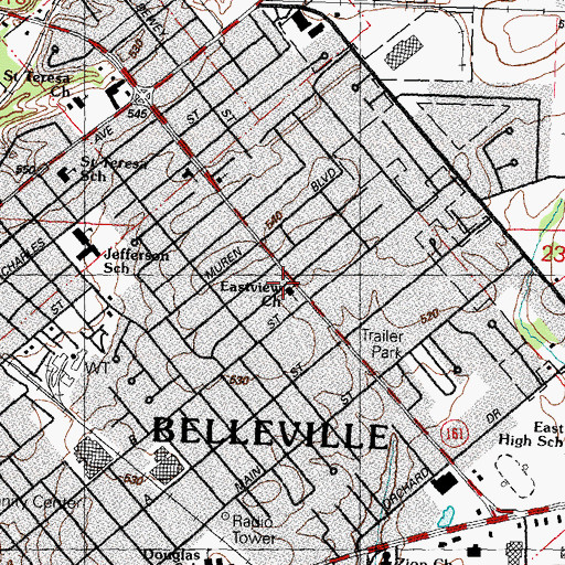 Topographic Map of Eastview Baptist Church, IL