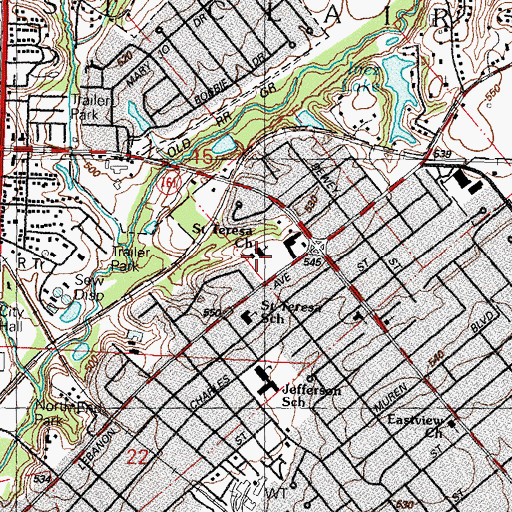 Topographic Map of Saint Teresa Church, IL