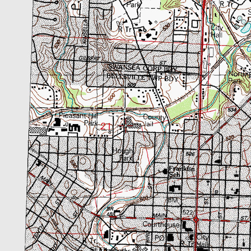 Topographic Map of Saint Clair County Jail, IL