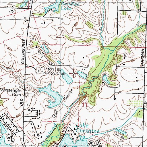 Topographic Map of Clinton Hill Country Club, IL