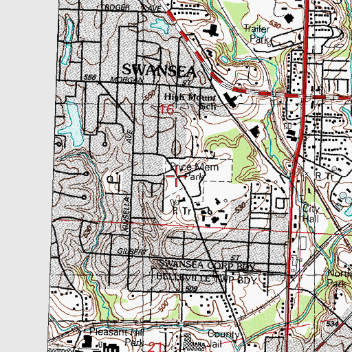 Topographic Map of Melvin Pride Memorial City Park, IL