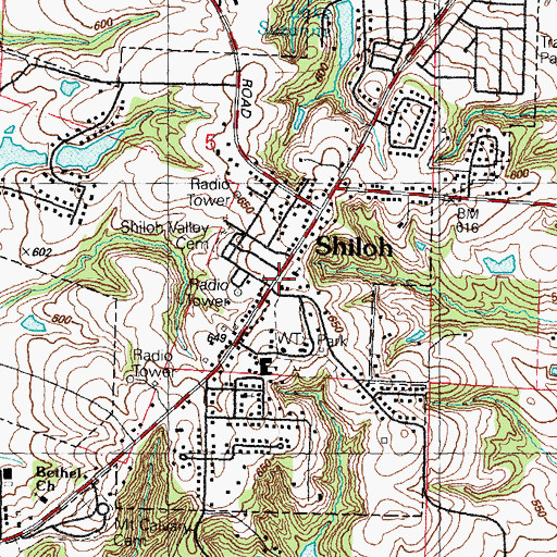 Topographic Map of Shiloh Methodist Church, IL