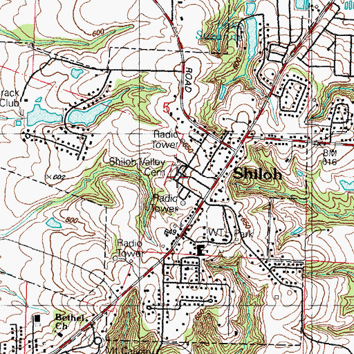 Topographic Map of Shiloh Valley Cemetery, IL