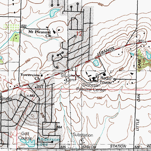 Topographic Map of Saint Johns Orphanage Cemetery, IL