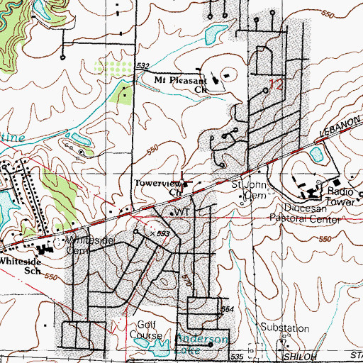 Topographic Map of Towerview Baptist Church, IL