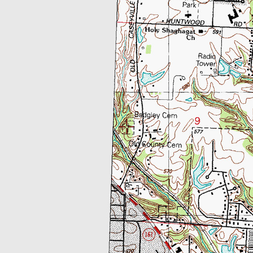 Topographic Map of Old Saint Clair County Cemetery, IL