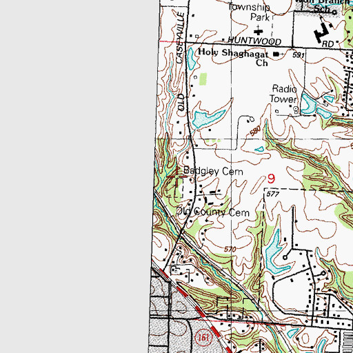 Topographic Map of Badgley Cemetery, IL