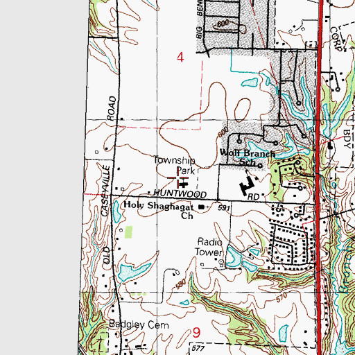 Topographic Map of Saint Constantine and Saint Helen Church, IL