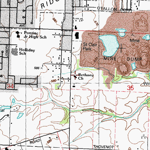 Topographic Map of Bethany Church, IL