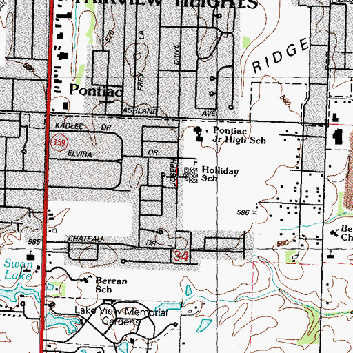 Topographic Map of Holliday School, IL